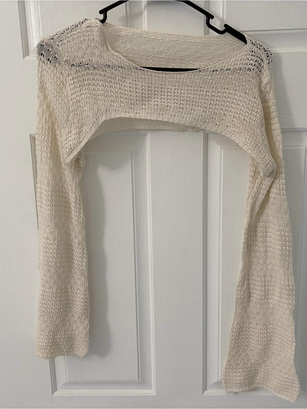 Open-Knit Cream Shrug Sweater